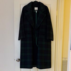Avec Les Filles Plaid Coat in Blue and Green